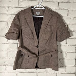 Worthington Tan Belted Short Sleeve Jacket